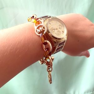 Tortoise and Gold mk Linked Bracelet