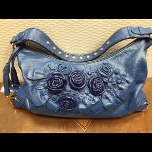 Isabella Fiore Blue Leather Handbag