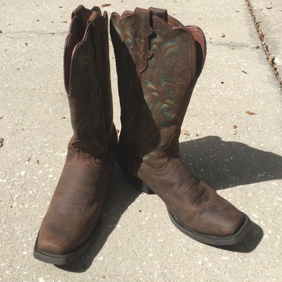Justin leather cowgirl boots sz 7