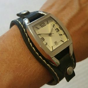 Vegan Leather and Stainless Steel Dress Watch NWOT