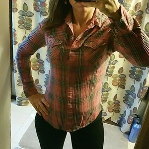 True religeon cordion sleeve button down flannel