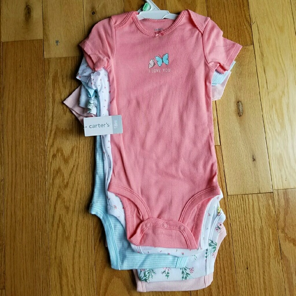Carter baby girl 5 pieces bodysuits set