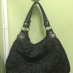 ThirtyOne black quilted fabric handbag