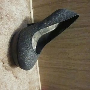 Black glitter heels
