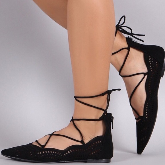 Suede Perforated Lace Up Flat ✨ - Picture 2 of 3