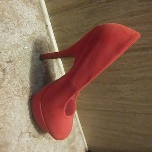 Red suede heels