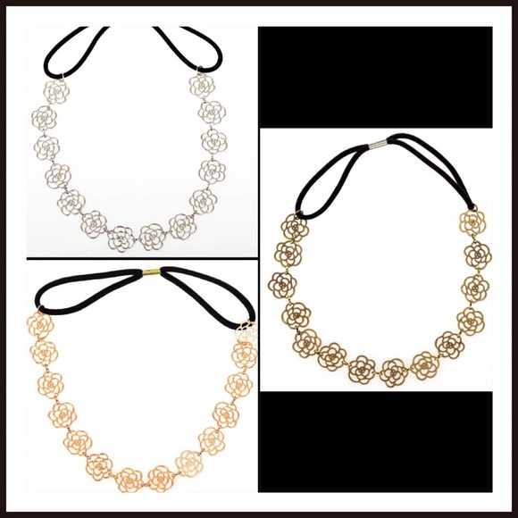 2/$10 🎉HP 9/21🎉 Metallic Hollow Rose Headband - Picture 2 of 2