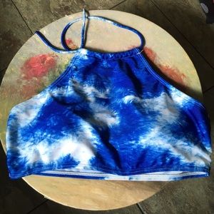 Blue tie-dye swimsuit top