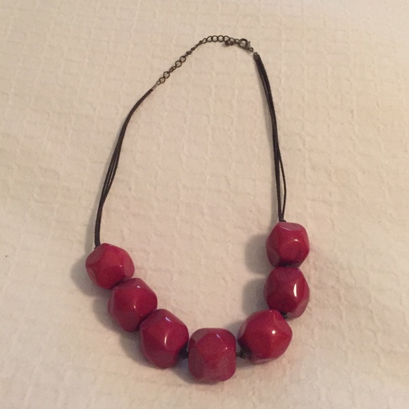 Large red bead necklace