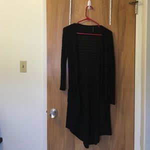 Shadow stripe maxi cardigan