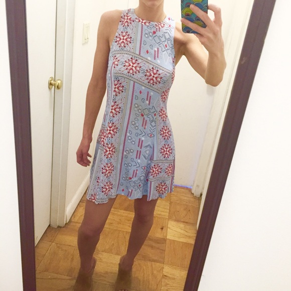 MINKPINK Dress printed light blue size xs