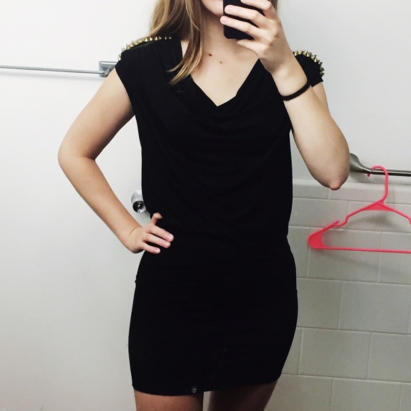 Forever 21 Black studded shoulder dress