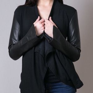 HEATHER Leather Sleeve Cardi!
