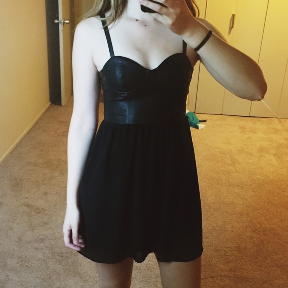 H&M leather bodice black dress