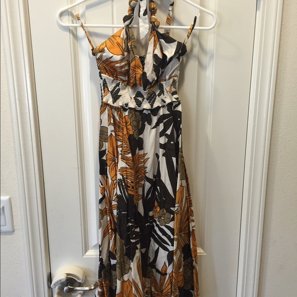 Hawaiian print halter dress
