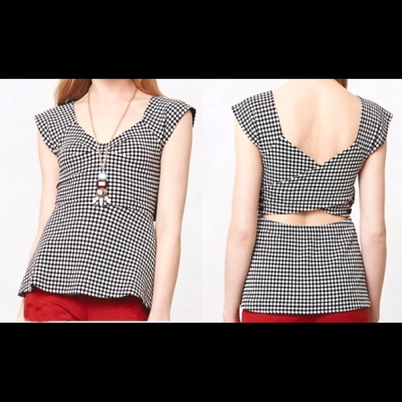 Anthropologie Neo-Gingham Crossback Tee 00P