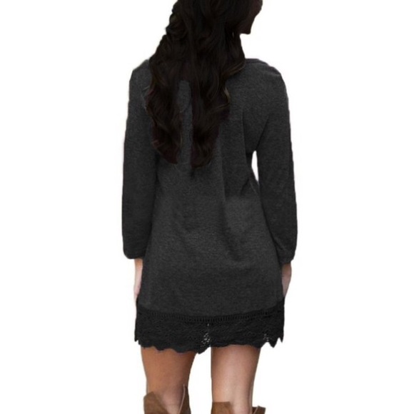 🆕Long Sleeve Lace Stitching Trim Casual Dress - Picture 3 of 4
