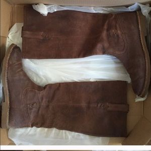 FRYE Celia X Stitch brown boots 8.5