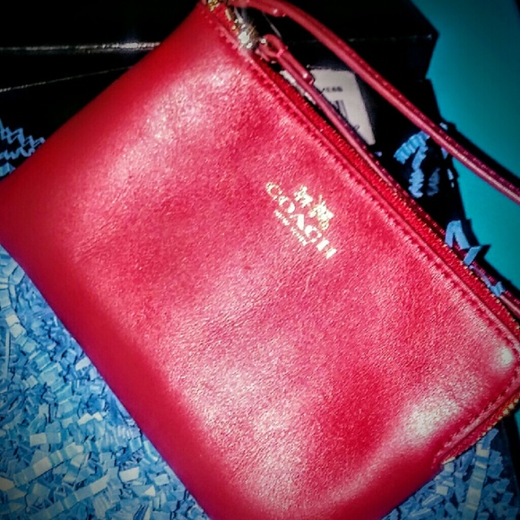 Red leather wristlet