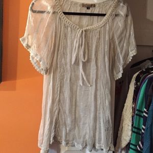 Cute sheer blouse with neck tie