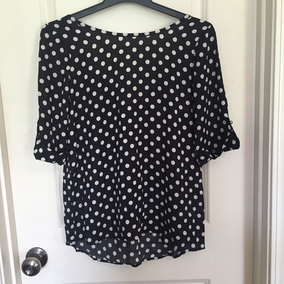 Francesca's Polka Dotted Bow Back Shirt