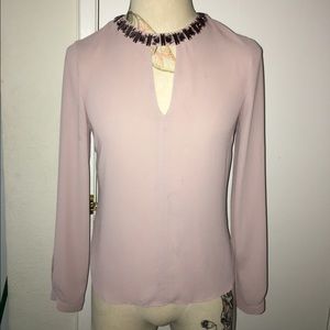 BCBG Frances embellished neckline blouse