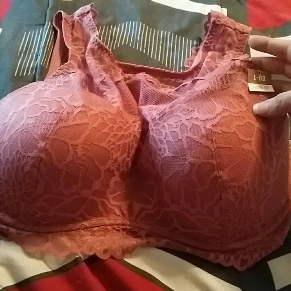 Pink high neck lace bralette