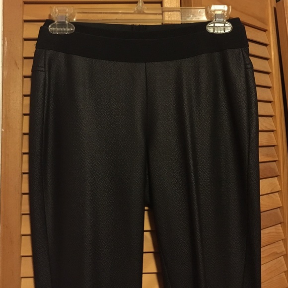 BCBG Leather leggings with zippers up back calf