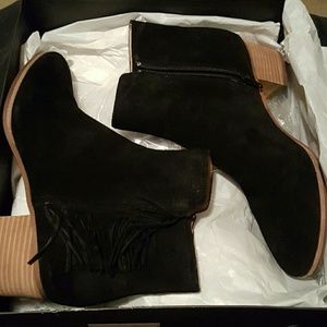 Suede fringe bootie