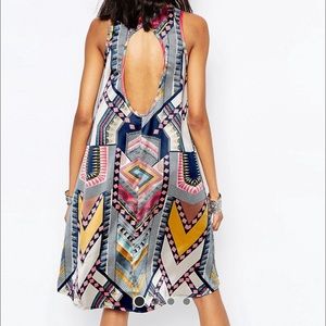 ASOS Brave Soul printed cutout dip hem dress