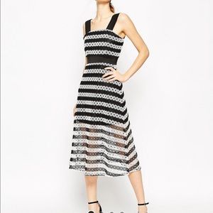 ASOS Premium Lace Midi Dress Stripe