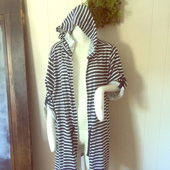 Navy & white hooded cardigan