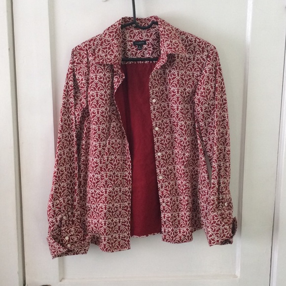Talbots festive red with white filigree designs - Picture 1 of 3