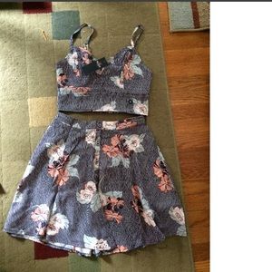 Hollister Floral Top and Skirt Set