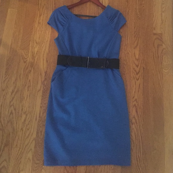 Fitted Blue Belted Dress