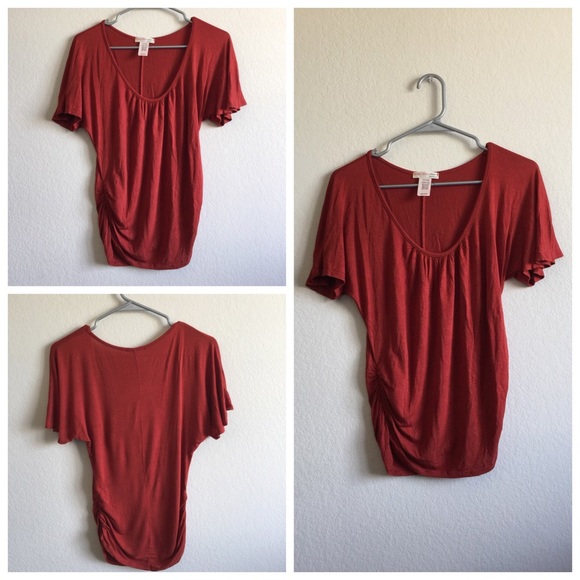 Rust Side Gathered Scoop Top