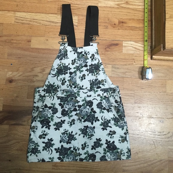 White denim floral skirt overall