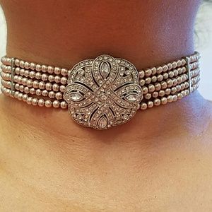 Vintage Unworn Diamond and Pearl Choker