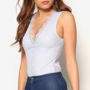 Topshop Blue Lace Bodysuit