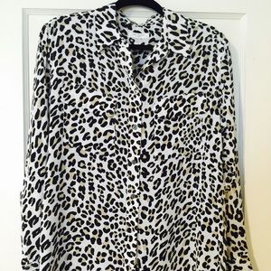 NWOT Equipment silk cheetah top