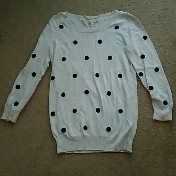 J.Crew Factory Light Gray Polka Dot Sweater sz S