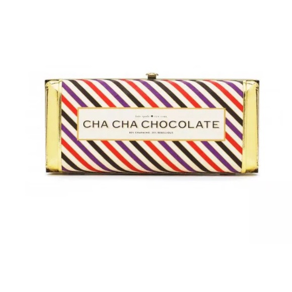 NWT $298Kate Spade Cha Cha Chocolate Stripe Clutch