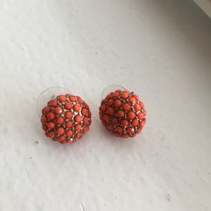 Orange and gold stud earrings