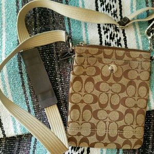 Coach Khaki/Tan Signature Canvas Cross Body Bag