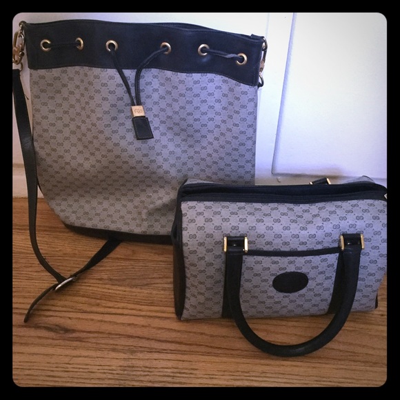 Gucci Monogram Large Bucket Bag Canvas & Leather