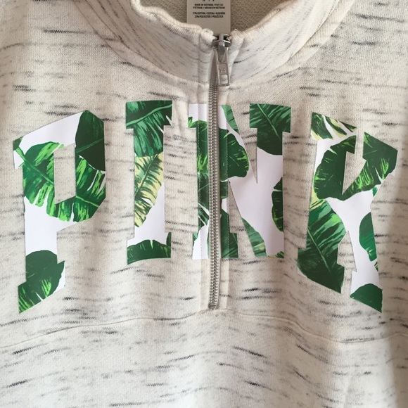 VS PINK Palm Leaf Collegiate Quarter-Zip Pullover - Picture 2 of 4