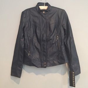 Bernardo navy vegan leather jacket