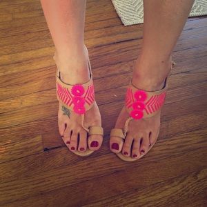 Tory Burch nude and pink sandals