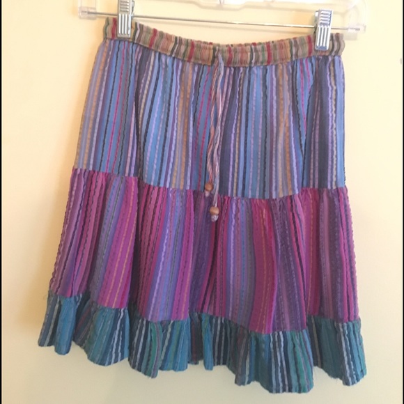 purple & blue & pink striped skirt