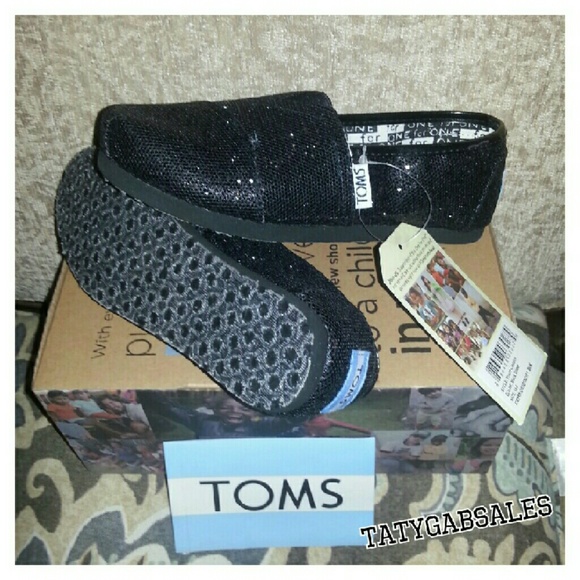 *SOLD* TOMS Classics Black Glitter One To One - Picture 2 of 4